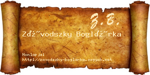 Závodszky Boglárka névjegykártya